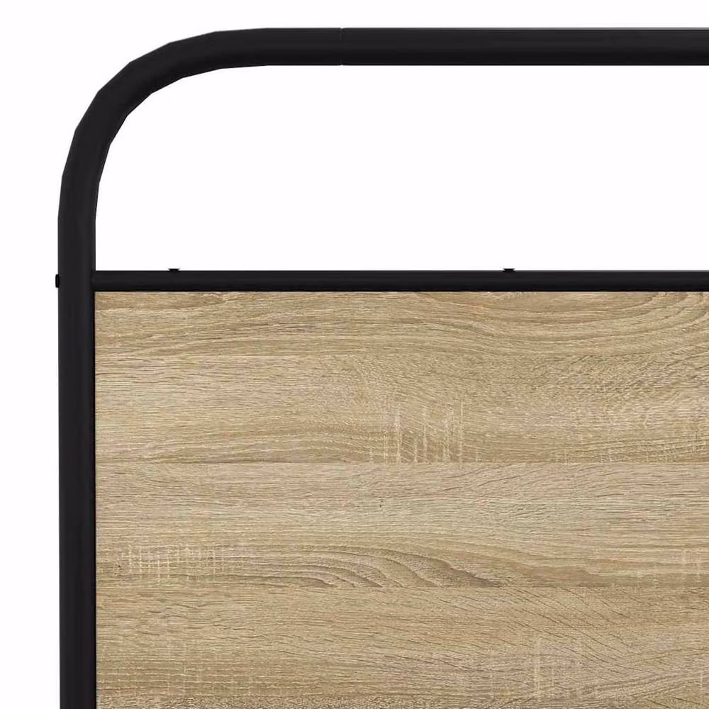 Berkfield Home Metal and Wood Bed Frame in Sonoma Oak, King Size, W/D/H: 150 x 200 x 100 cm – 3