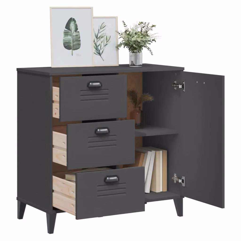 Berkfield Home VIKEN Sideboard in Anthracite Grey and Black, W/D/H: 80 x 40 x 80 cm – 3