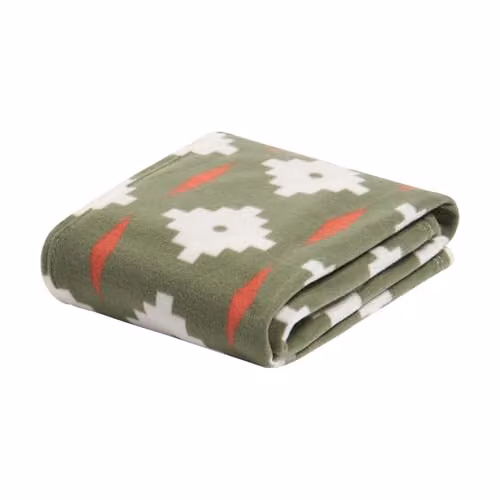 OHS Geometric Tile Print Fleece Throw Blanket, Olive, W/D/H: 120 x 150 cm – 1