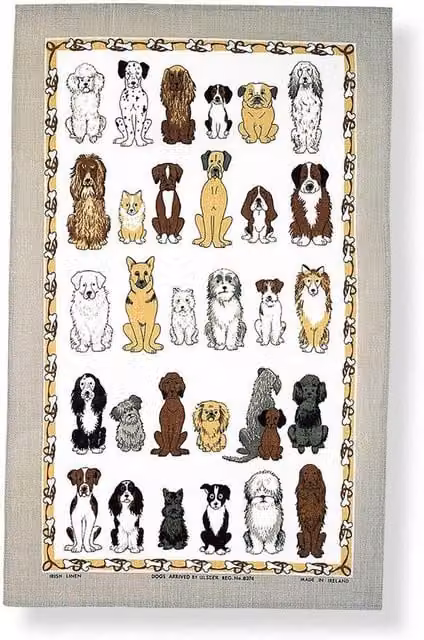 Ulster Weavers Dogs Arrived Animal Print Cotton Tea Towel in Brown and Multicolour