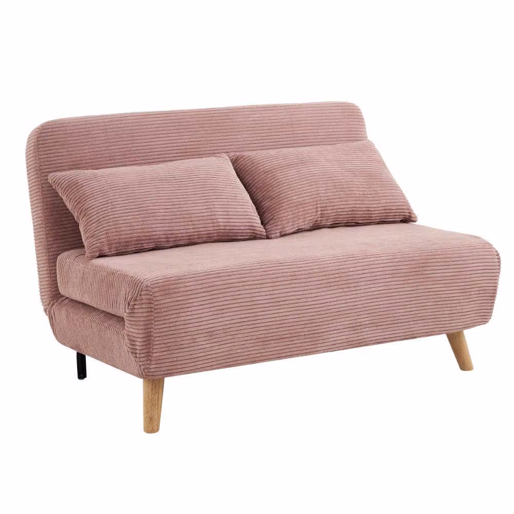 Home Detail Kellar L-Shape Click-Clack Sofa Bed in Pink Cord Fabric with Scatter Cushions, 140 x 190 cm – 3