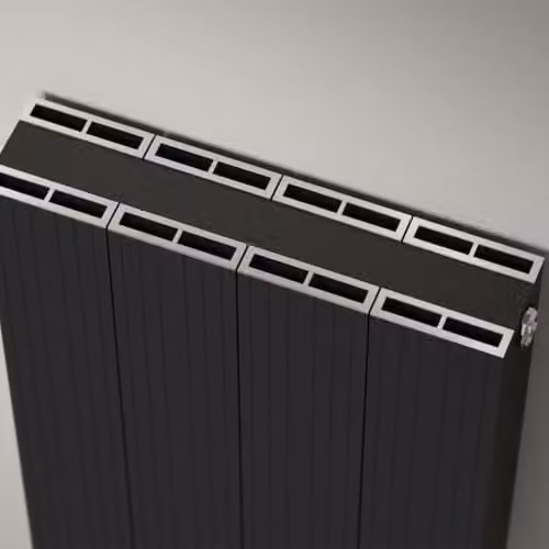 UK Radiators Thetford Black Grooved Horizontal Designer Double Panel Aluminium Radiator W: 74.8 cm, H: 60.0 cm – 4