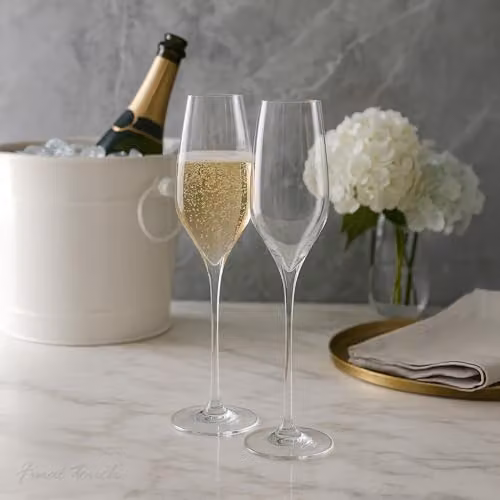 Final Touch Set of 2 Lead-free Crystal Champagne Flute Glasses, 340ml, Transparent – 2