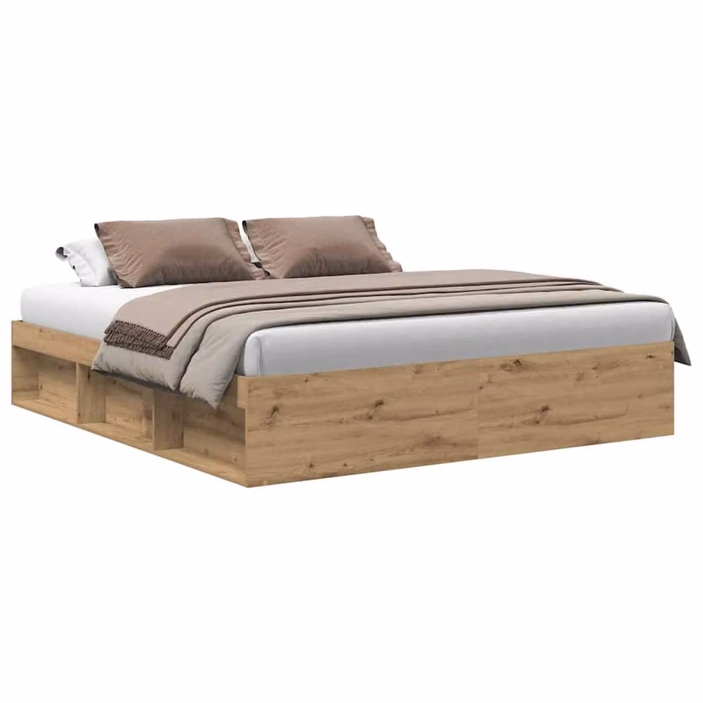 Berkfield Home Durable Artisan Oak Bed Frame with Drawers in Brown, W/D/H: 200 x 203 x 35 cm – 2