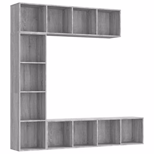 vidaXL 3-Piece Grey Sonoma Book and TV Cabinet Set, Wall-Mounted Modern Living Room Storage Solution – 1