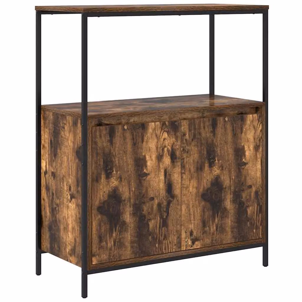 Berkfield Home Bathroom Cabinet with Shelves in Smoked Oak Brown, W: 76.5 cm, D: 35 cm, H: 95 cm – 2