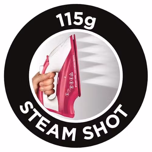 Russell Hobbs Light & Easy Brights Berry Steam Iron in Pink with Ceramic Non-Stick Soleplate, 2400W – 4