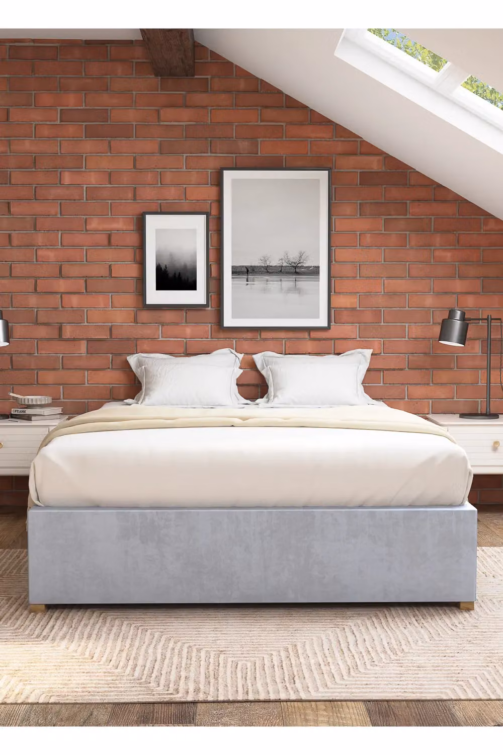 Aspire Upholstered Platform Ottoman Bed Frame in Grey Plush Velvet, Size: Single (W/D/H: 90 x 190 cm) – 2