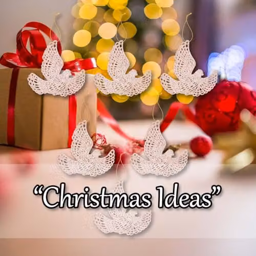 VFM e-Store Set of 6 Glitter Dove Christmas Tree Hanging Ornaments in Champagne and Ivory, W/D/H: 20 x 11.5 x 2 cm – 5
