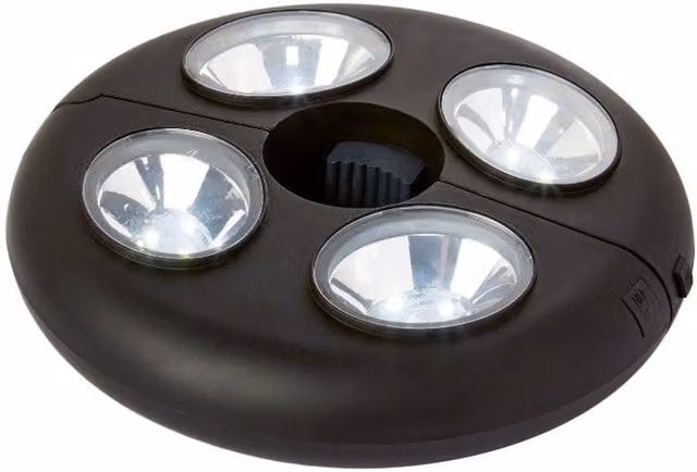 Premier Decorations 12 SMD Round LED Parasol Light in Black with Warm White Light