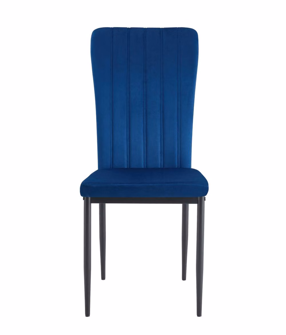MCC Direct Elle Set of 2 Blue Velvet Padded Upholstered Dining Accent Chairs – 3