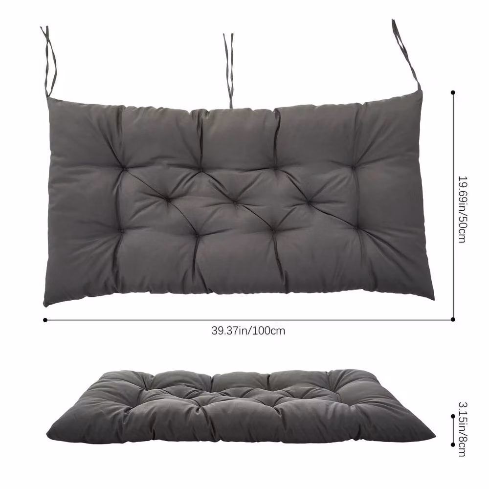 EONLION Grey Weatherproof Outdoor Swing Bench Cushion, W: 100 cm, D: 50 cm, H: 8 cm – 2