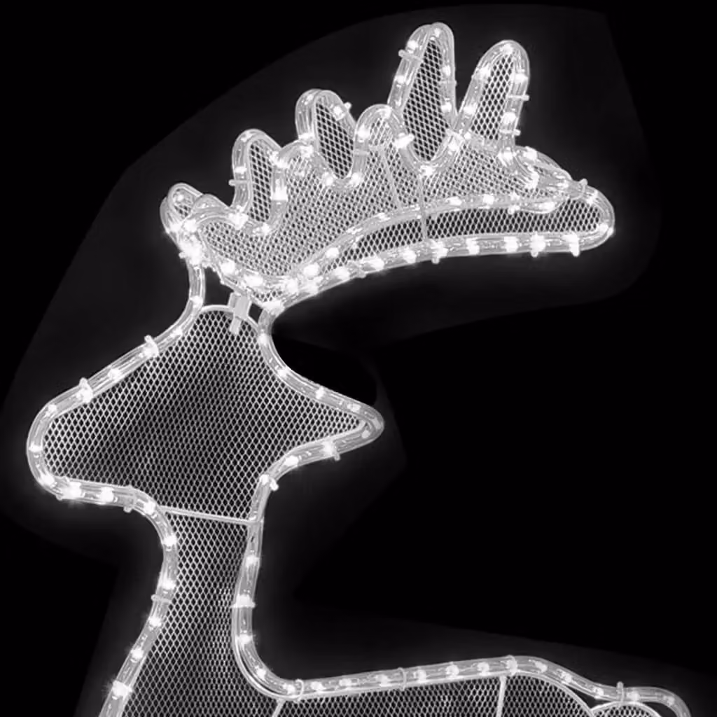 Berkfield Home Reindeer Christmas Decoration with 306 Multicolour LEDs, White, W/D/H: 60 x 24 x 89 cm – 4