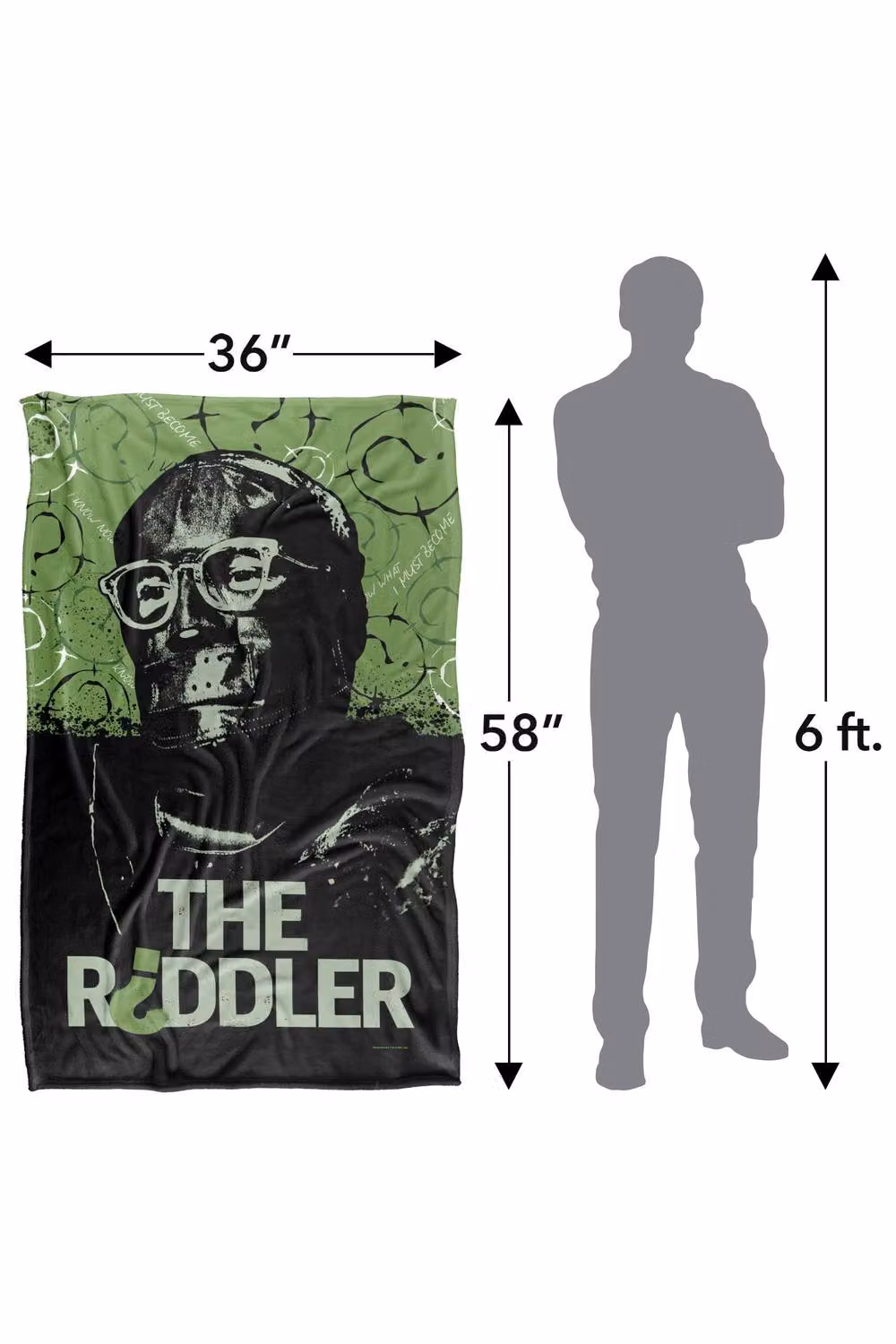 Warner Bros. The Batman (2022) The Riddler Super Soft Fluffy Polyester Throw Blanket in Multicolour and Green – 3