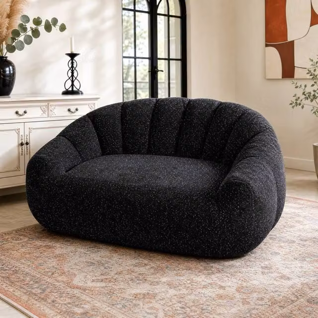 STILVORA 2 Seater Bean Bag Sofa with High Density Sponge in Black – 1