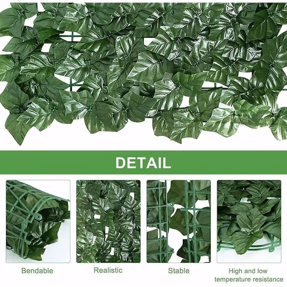 NESTLUNE Green Artificial Hedge Ivy Leaf Garden Fence, W: 100 cm, H: 15 cm – 3