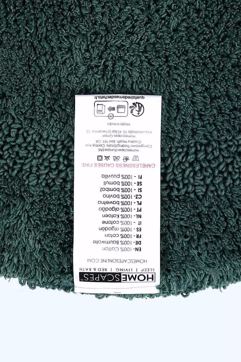 Homescapes Luxury Round Cotton Bath Mat, Green, Diameter: 80 cm – 2