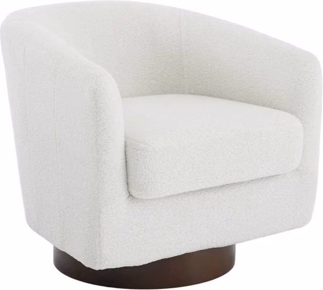 Garden Sanctuary Modern Sherpa Fleece Upholstered Swivel Chair in Beige and White