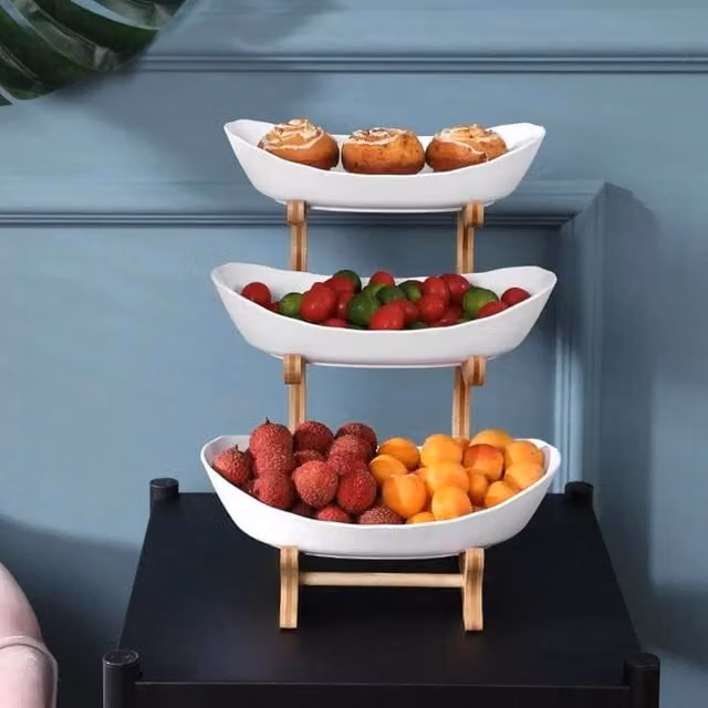 EONLION 3 Tier Utility Fruit Storage Basket and Bowl Holder, White, Height: 100 cm