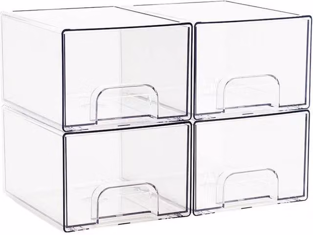 FORGEVIO 4 Drawer Clear Acrylic Makeup Organiser, Transparent, Width: 50 cm