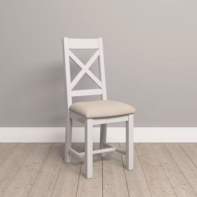 Seconique Windsor Ivory Cross Back Chairs, Set of 2, Beige and White