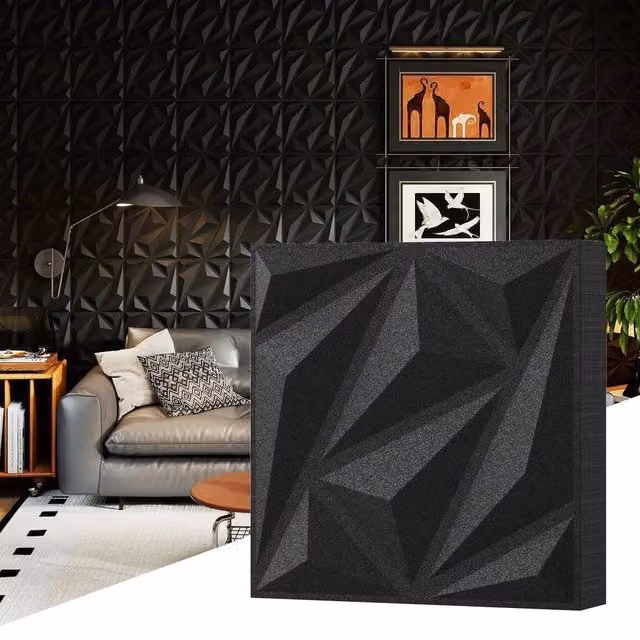 SPETLEK 20-Pack Black 3D Acoustic Felt Wall Panels, Geometric Square Soundproof Decoration, W/D/H: 30 x 30 x 2 cm