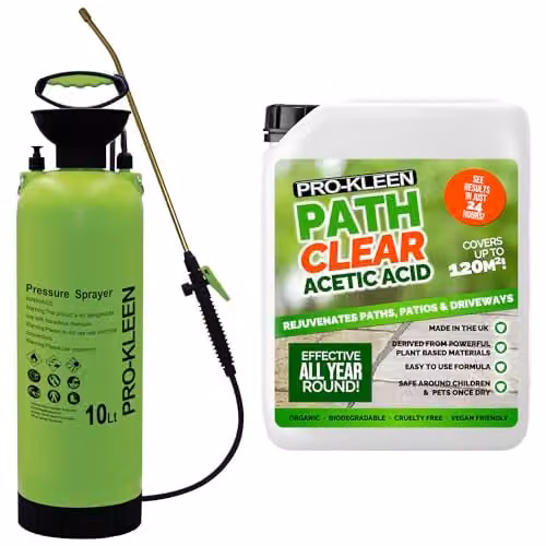 Pro-Kleen Path Cleaner Acetic Acid Concentrated 30% 5L and 10L Manual Pressure Sprayer Set – 1
