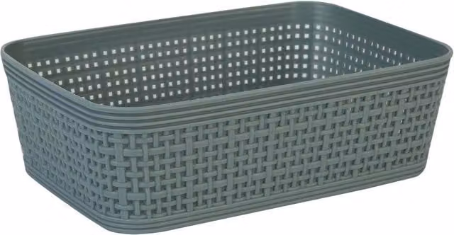 VFM e-Store Open Weave Rattan Style Storage Baskets, 2 Pack, Green, W: 19 cm, H: 6 cm