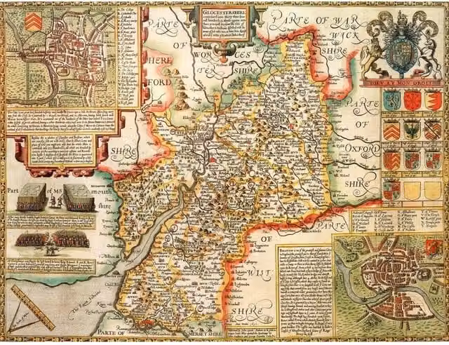 Gloucestershire Historical Map 1000 Piece Jigsaw Puzzle, Multicolour