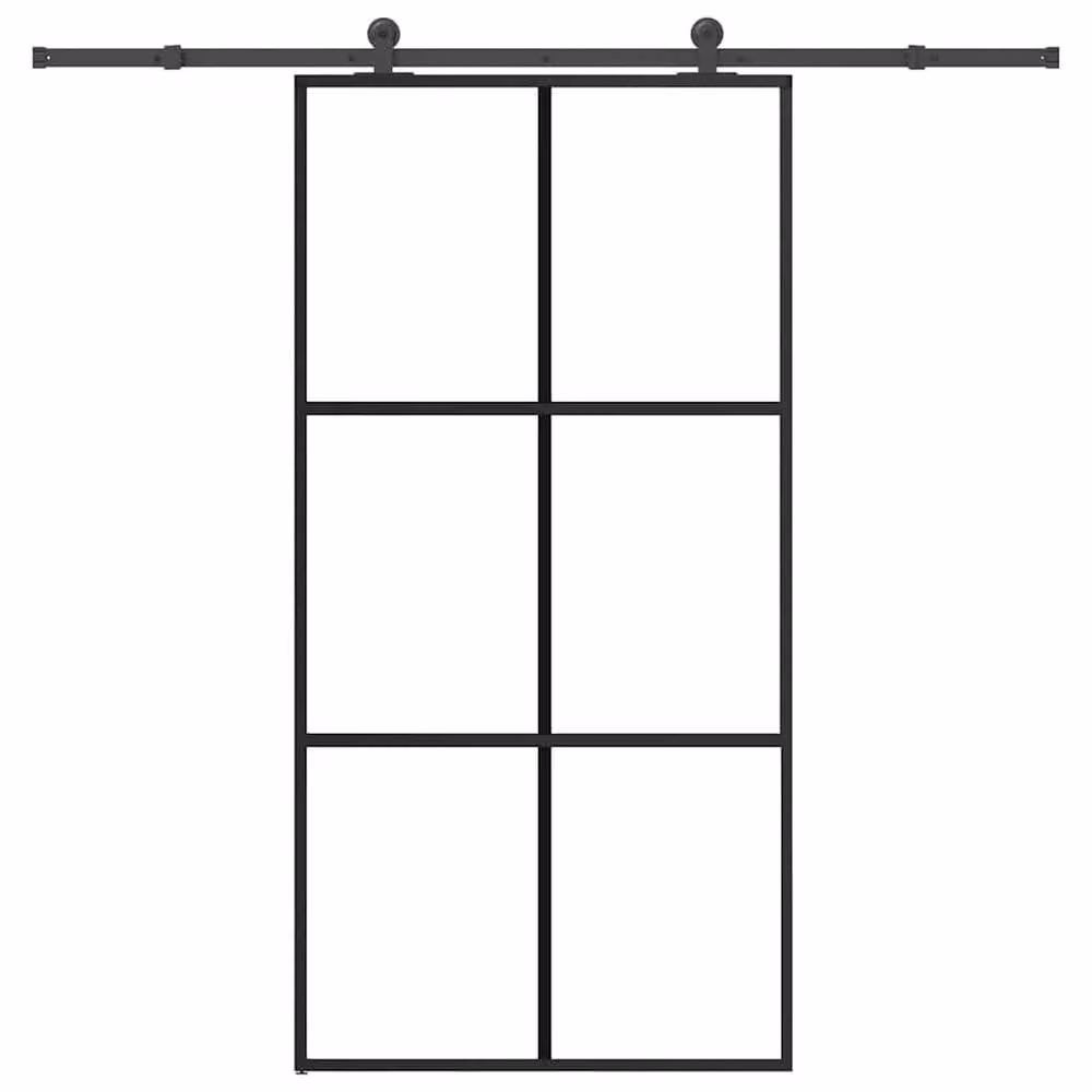 Berkfield Home Sliding Glass Door with Hardware Set, Black Aluminium and ESG Glass, W: 102 cm, H: 205 cm – 1