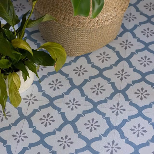 FloorPops Alfama Self Adhesive Vinyl Floor Tiles, White, Pack of 10 (0.93sqm), W/D/H: 30.48 x 30.48 x 30.48 cm