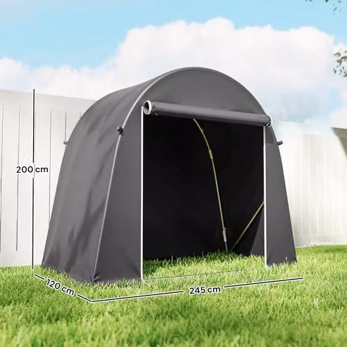 Outsunny Waterproof Garden Storage Shed Tent in Grey, W/D/H: 245 x 120 x 200 cm – 6