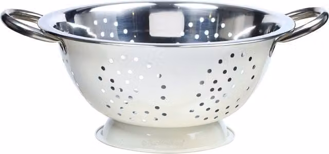 Buckingham Stainless Steel Round Colander with Handles and Feet, 2.3 l, Diameter: 24 cm, Beige
