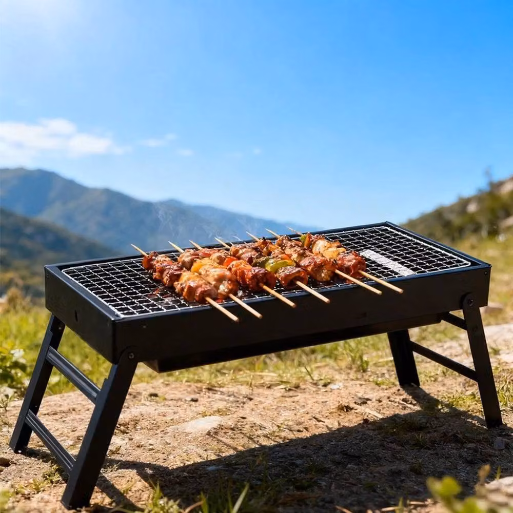 VOGREX Portable Folding Charcoal Tabletop BBQ Grill, Black, W/D/H: 33 x 22 x 22 cm – 4