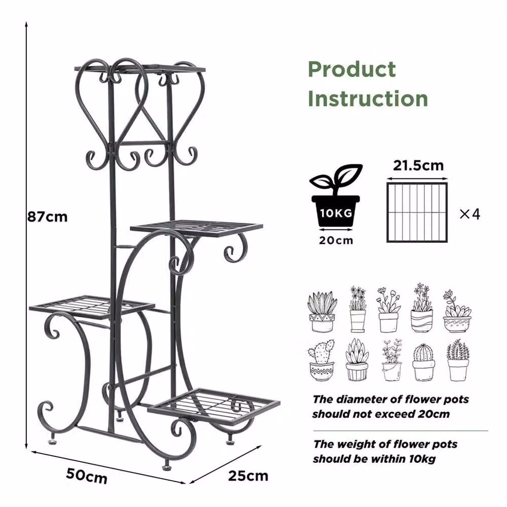 Kelvenix Black Stainless Steel Metal Plant Stand Tub Planter for Ornamental Gardens – 2