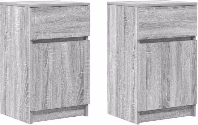 Berkfield Home Set of 2 Grey Sonoma Bedside Cabinets, W/D/H: 39 x 35 x 65 cm