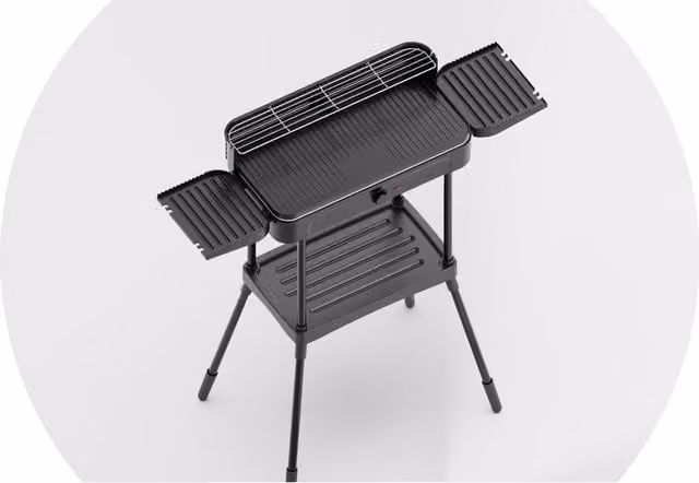 Tower Electric Standing BBQ Grill with Cart, Black