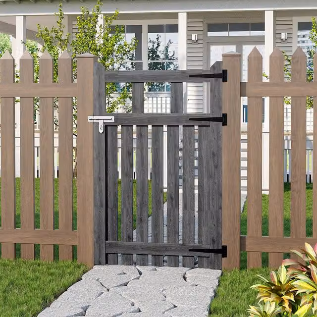 Darphe Traditional Flat-Topped Wooden Garden Gate in Grey, W: 76 cm, H: 120 cm