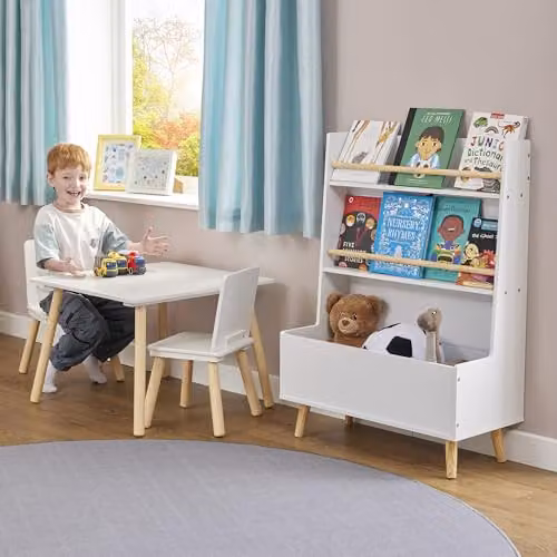 Liberty House Toys Kids White Bookcase and Toy Storage Cabinet, H 90.0 x W 68.0 x D 32.0 cm – 1