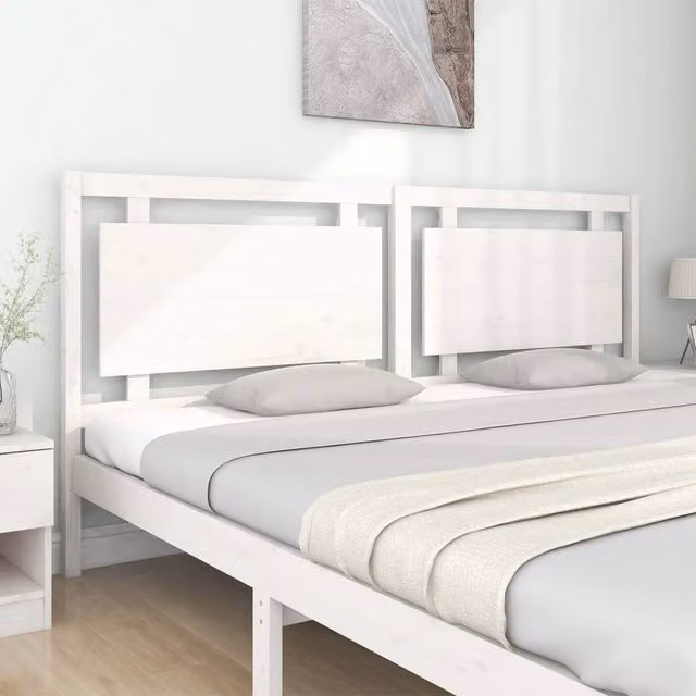 Berkfield Home Beautiful Bed Headboard in White Solid Pine Wood W/D/H: 205.5 x 4 x 100 cm