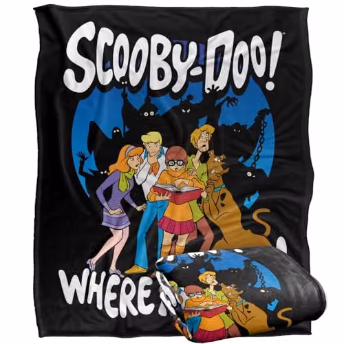Warner Bros. Scooby Doo Ghost Silhouettes Super Soft Fleece Throw Blanket, Multicolour, W: 152.4 cm x D: 127.0 cm
