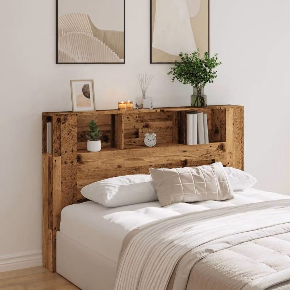 Berkfield Home Headboard Cabinet in Old Wood Brown, W/D/H: 160 x 18.5 x 103.5 cm – 3