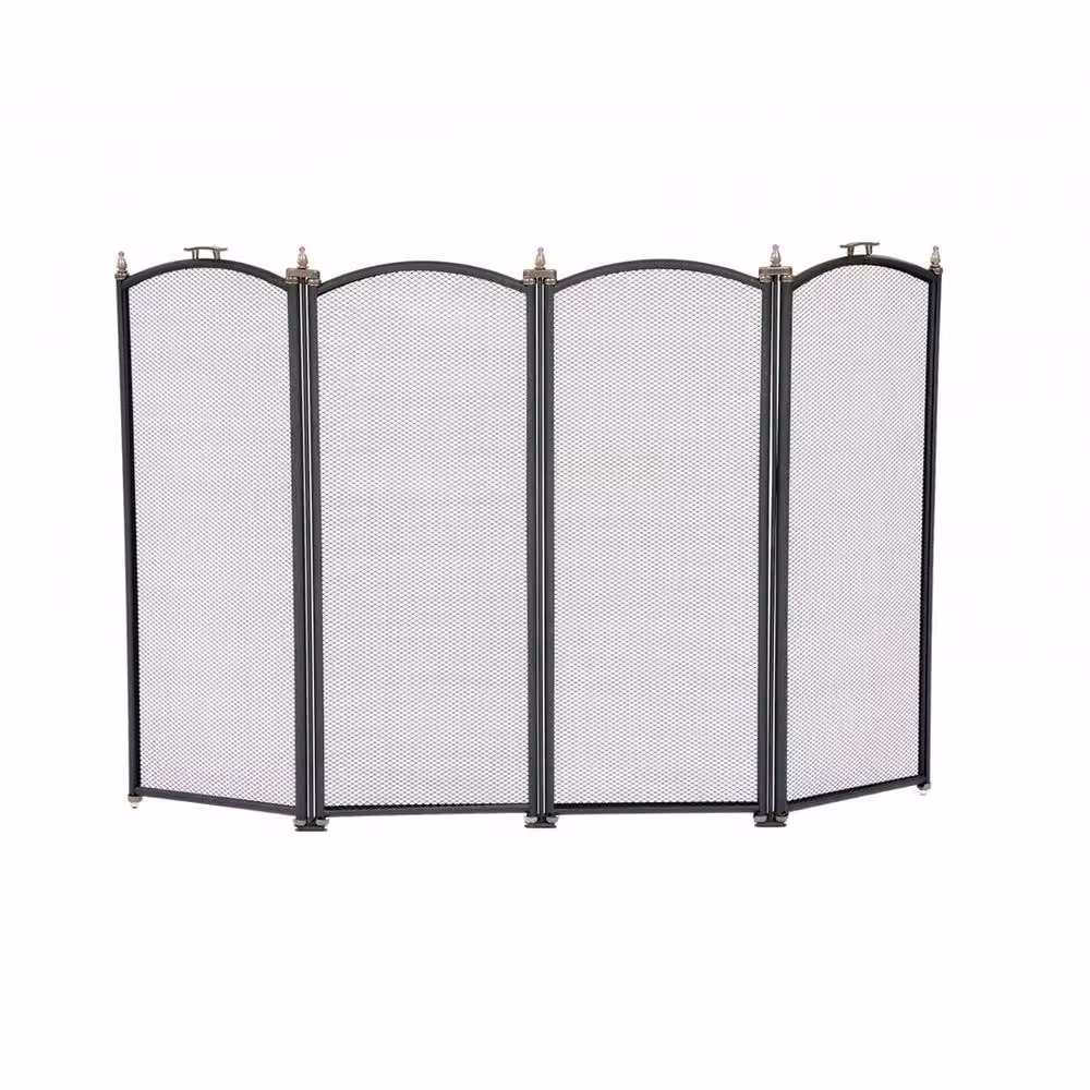 Nordara Heavy Duty Steel 4 Panel Fire Screen Spark Guard in Black – 2