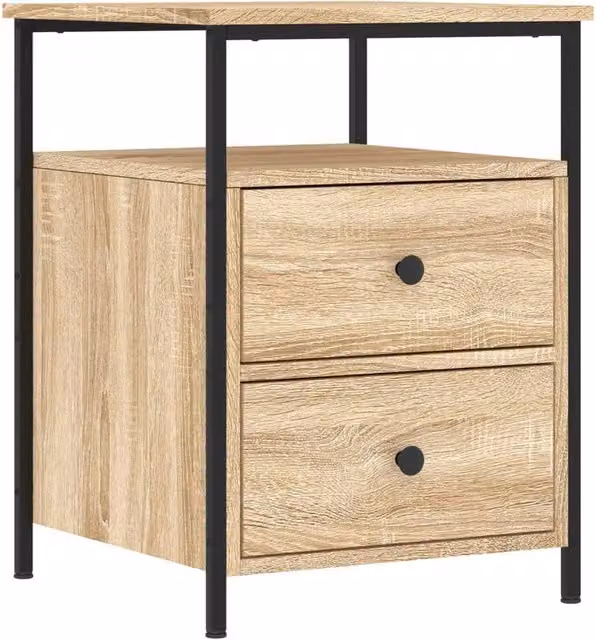 Berkfield Home Sonoma Oak Bedside Cabinet in Light Tan, W/D/H: 44 x 45 x 60 cm