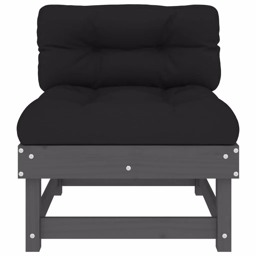 Berkfield Home Set of 2 Middle Sofas with Cushions in Grey Solid Pine Wood – 4