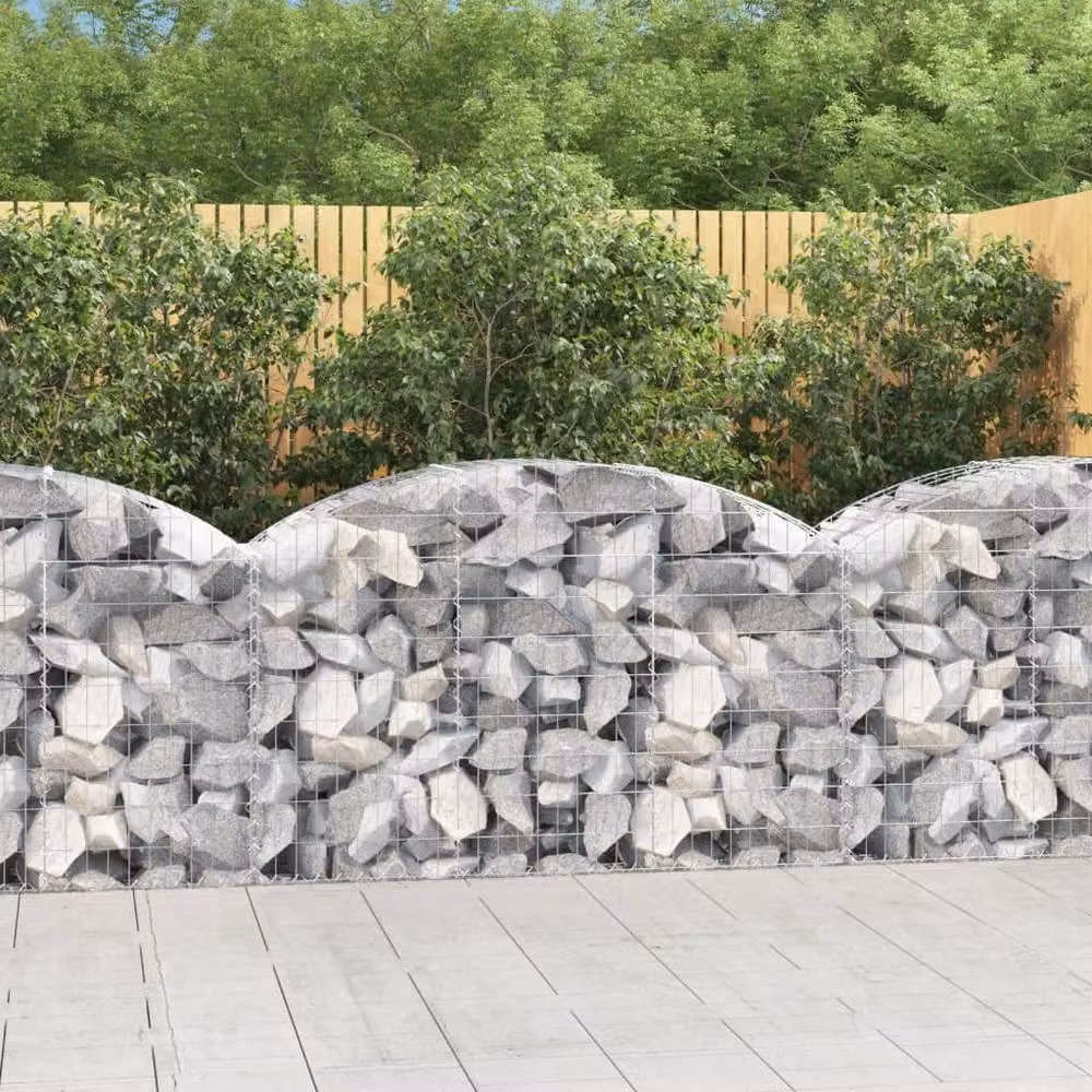 Berkfield Home Decorative Arched Gabion Basket in Silver Galvanised Steel, W: 150 cm, D: 50 cm, H: 80-100 cm – 2