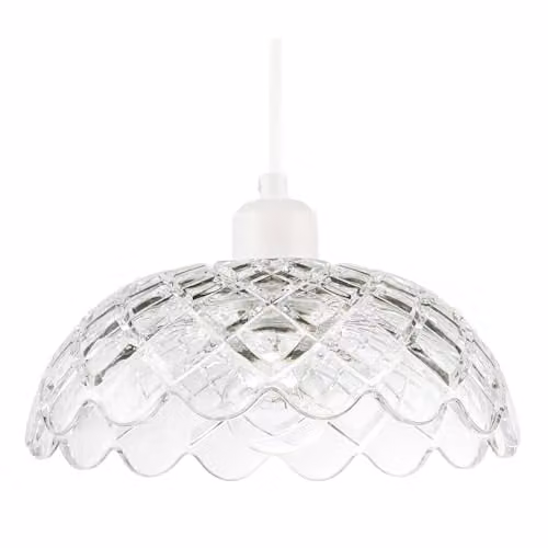 Happy Homewares Modern Transparent Glass Dome Pendant Light Shade with Reducer Ring, W: 25 cm, H: 10 cm