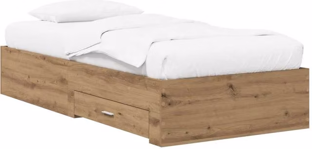 Berkfield Home Artisan Oak Bed Frame with Storage Drawers in Brown, W: 80 cm, L: 200 cm