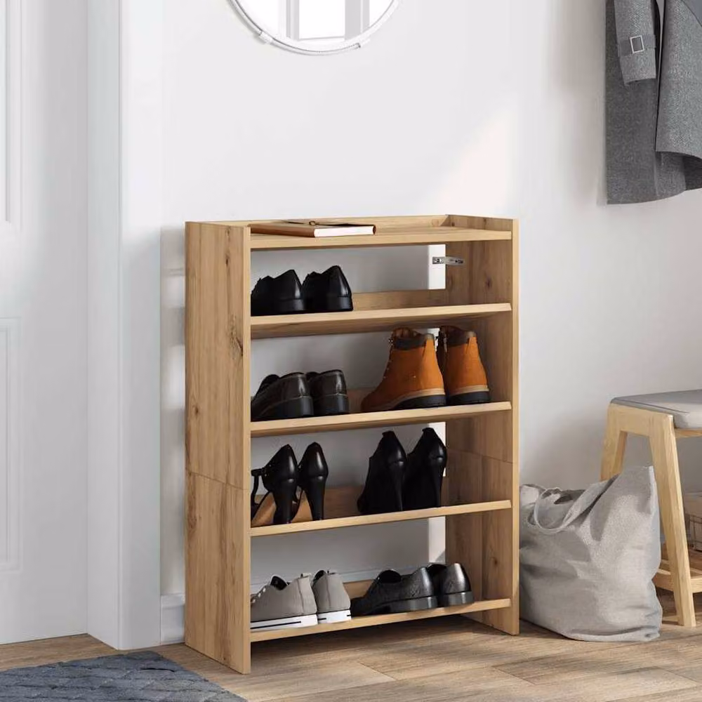 Berkfield Home Artisan Oak Shoe Rack in Brown, W/D/H: 60 x 25 x 81 cm – 3