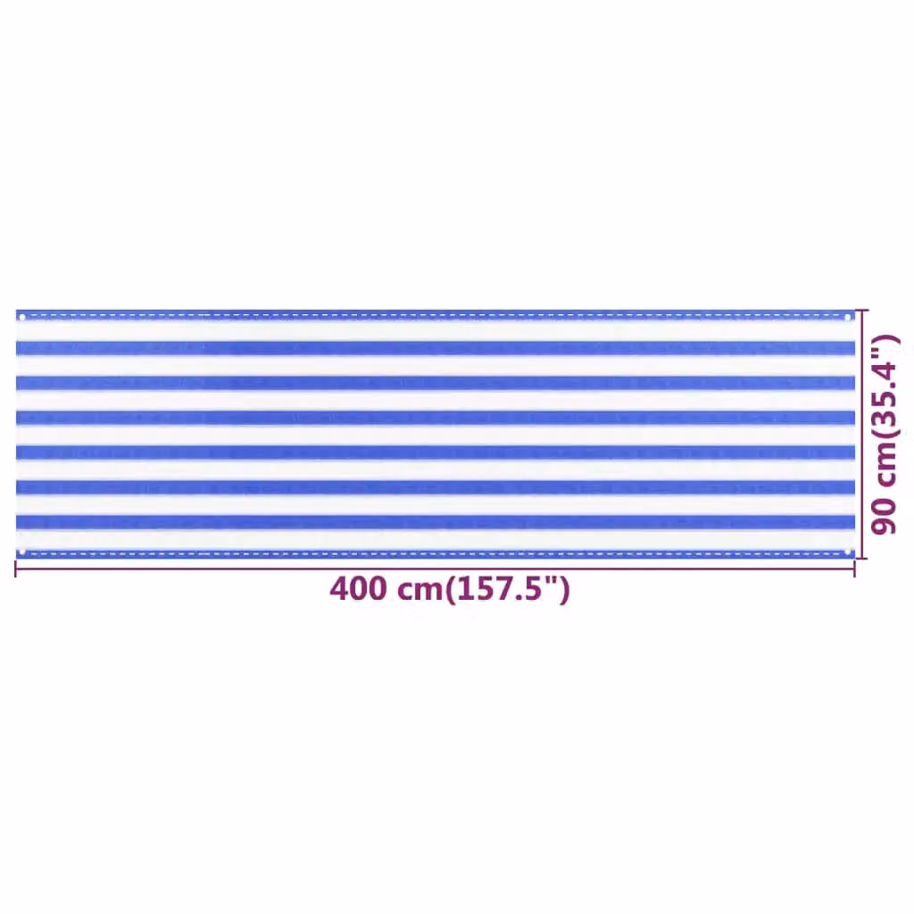 Berkfield Home Balcony Screen Blue and White W: 90 cm, L: 400 cm – 4